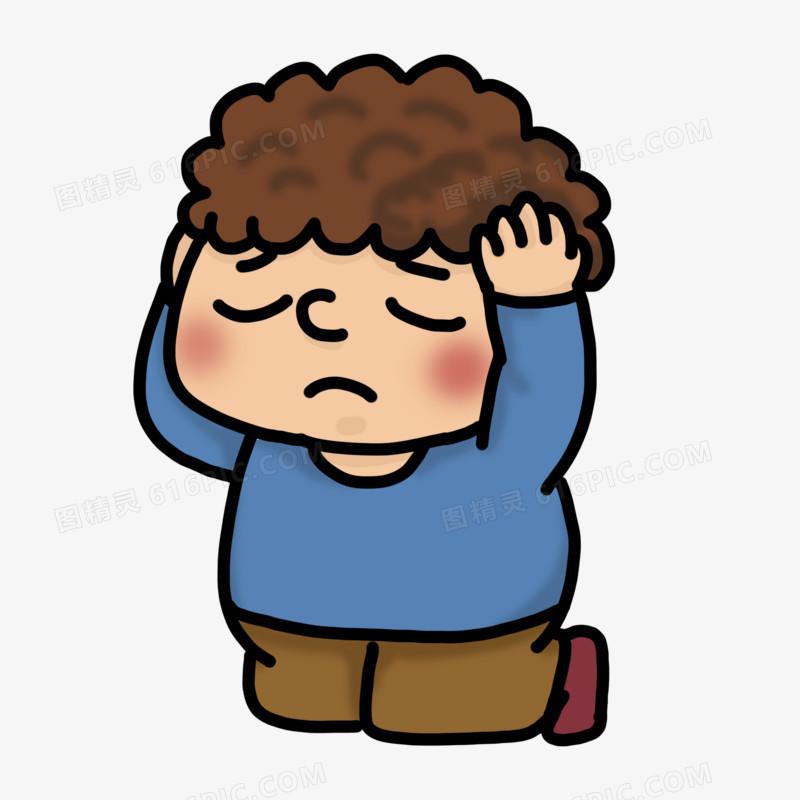 卡通认错跪下认错表情素材