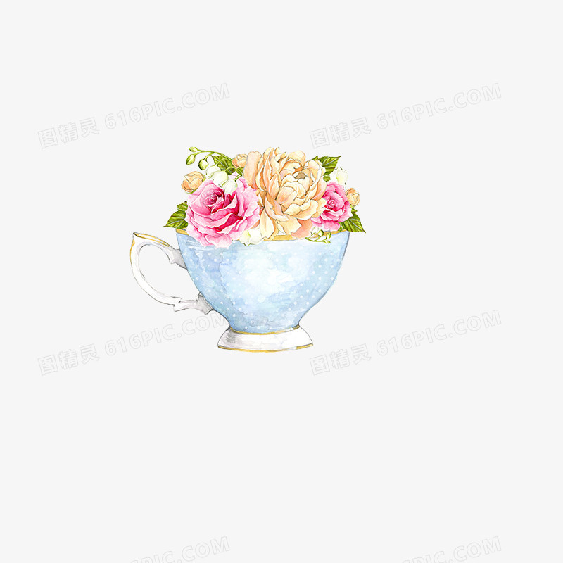 玫瑰茶壶下午茶唯美手绘