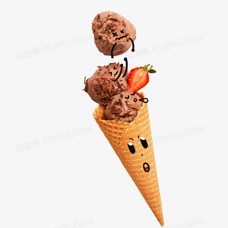 夏日冰淇淋颜表情摄影合成元素