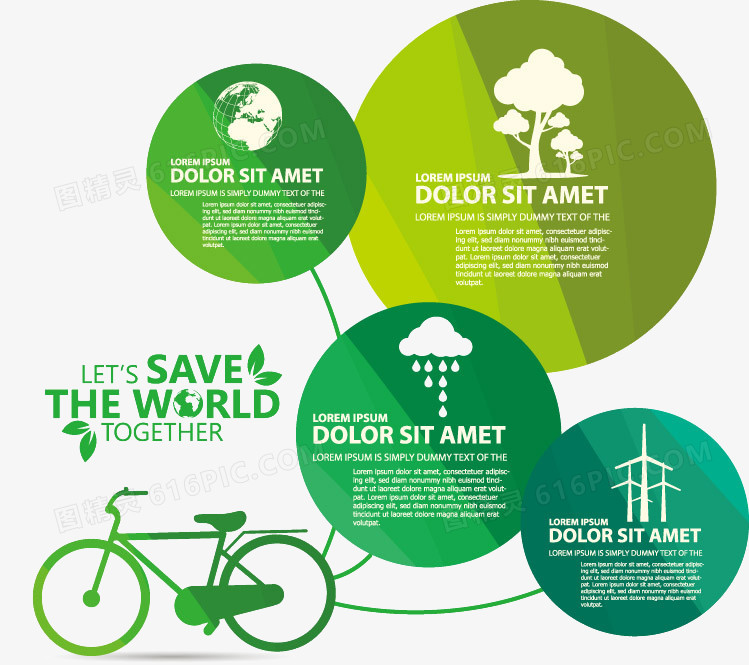 自行车与绿色环保图标图片