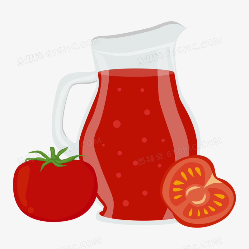 卡通矢量番茄汁西红杮汁素材