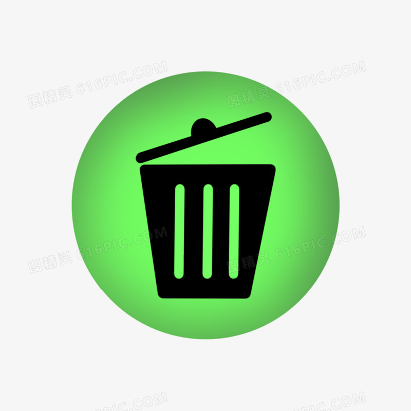 绿色矢量垃圾桶图标元素