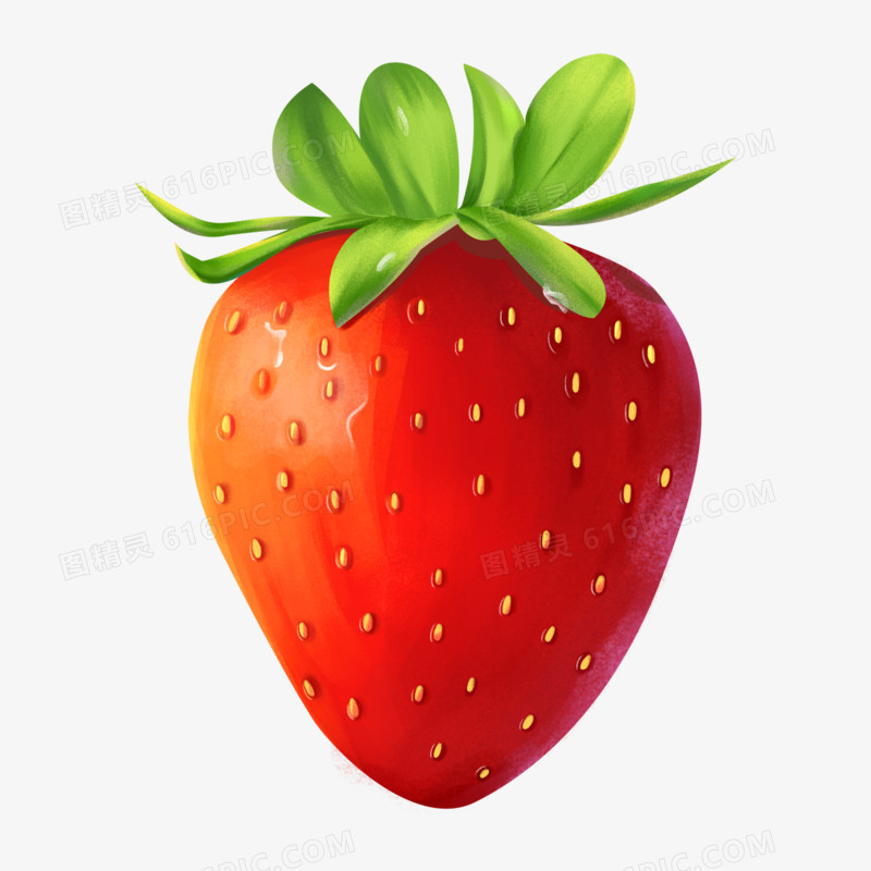 手绘一颗写实草莓水果免抠元素