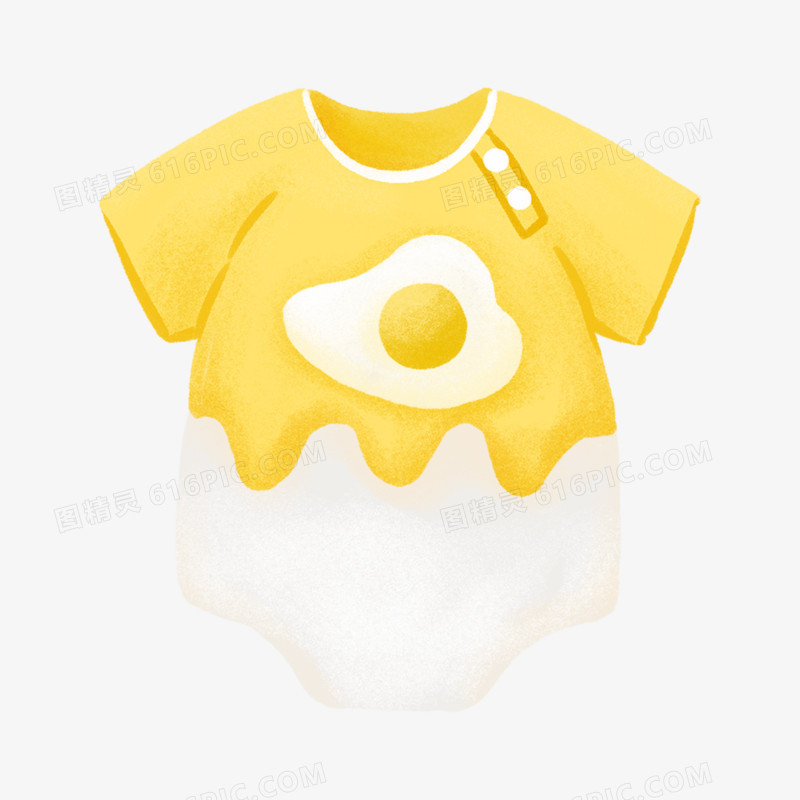 一组手绘插画风婴儿衣服套图之连体衣免抠元素