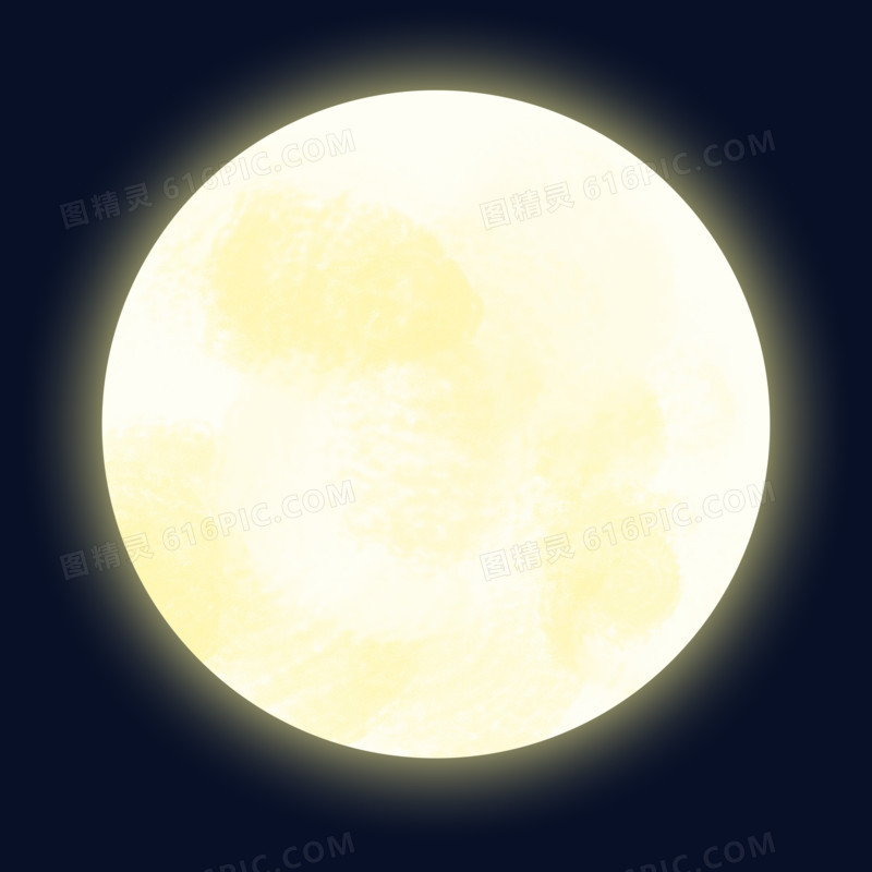 手绘圆月满月月亮元素