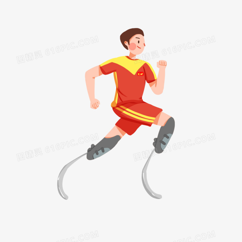 一组卡通手绘特奥会运动员形象人物插画之跑步元素