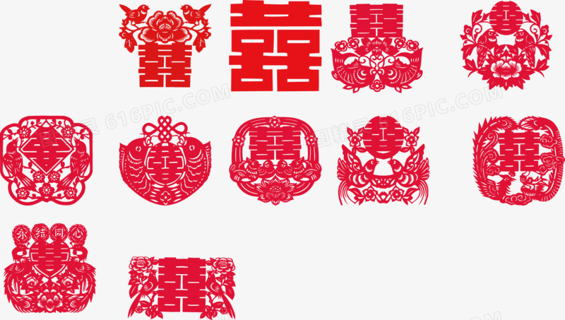 中国风喜字剪纸装饰