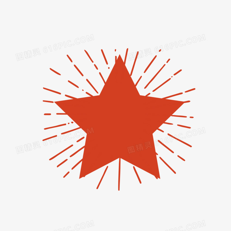 手绘创意红色五角星装饰免抠元素