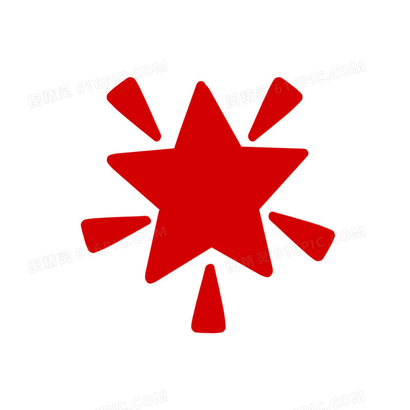 红色五角星免抠装饰元素