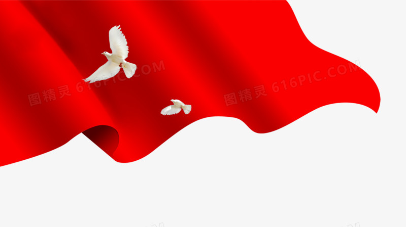 红旗和平鸽素材