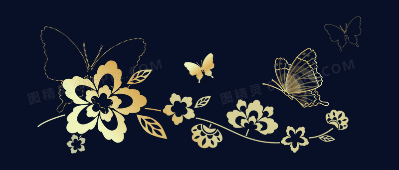 花，花朵装饰，淘宝素材，金色，花絮