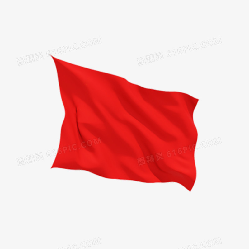 手绘中国红旗国旗旗帜免抠素材