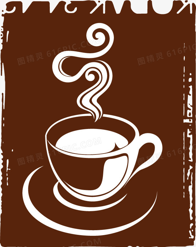 褐色底纹咖啡杯香气图案