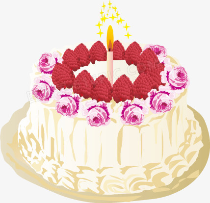 卡通手绘草莓蛋糕蜡烛
