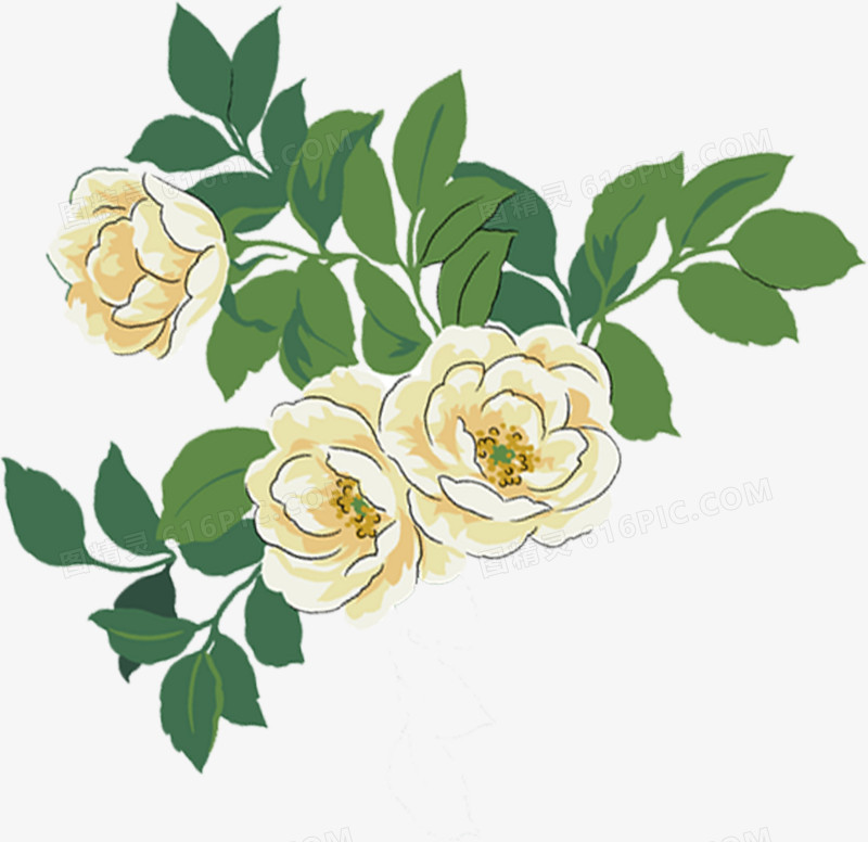 手绘白色花卉婚庆卡片