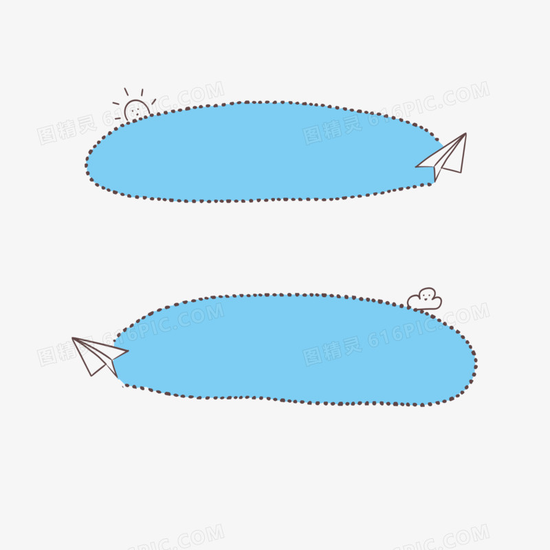 蓝天卡通纸飞机标题框元素
