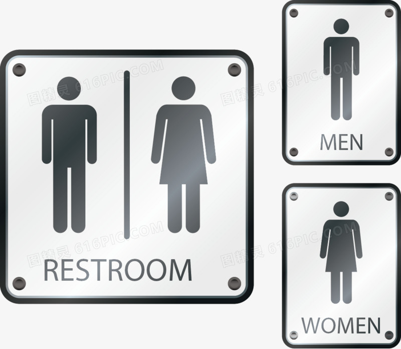 矢量手绘男女厕所标识
