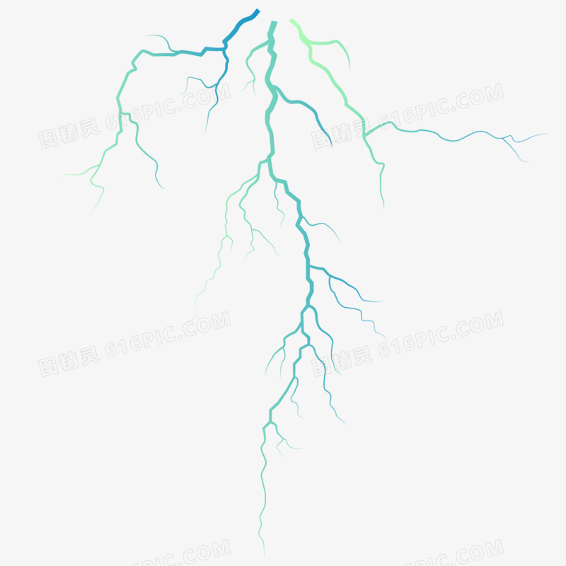 卡通矢量蓝色雷电雷劈素材