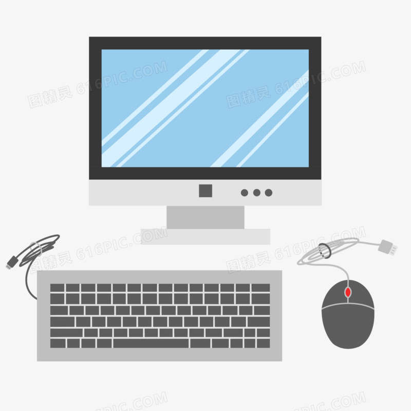 卡通办公电脑键盘鼠标素材