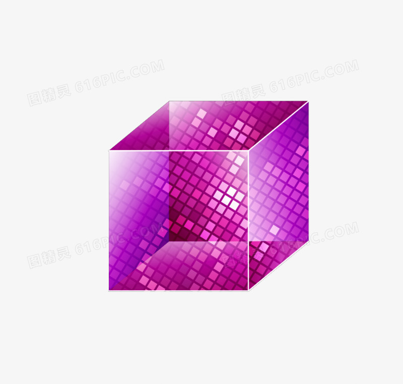 矢量水晶立方体半透明紫色正方体