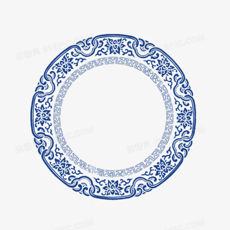 圆形青花瓷花边素材