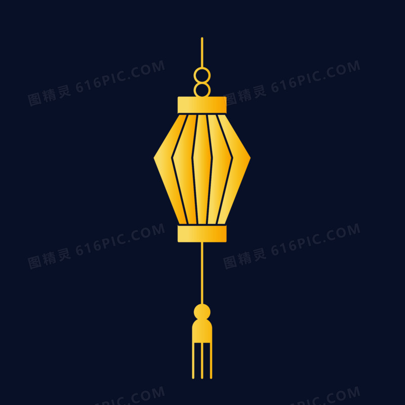 一组矢量金色简约精致中国风装饰之灯笼素材