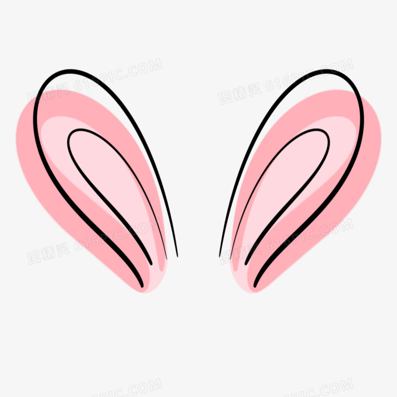 手绘卡通可爱兔耳朵装饰素材