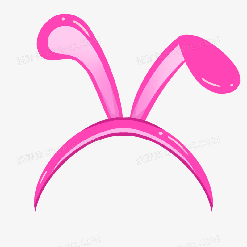 手绘粉红可爱兔耳朵头饰元素