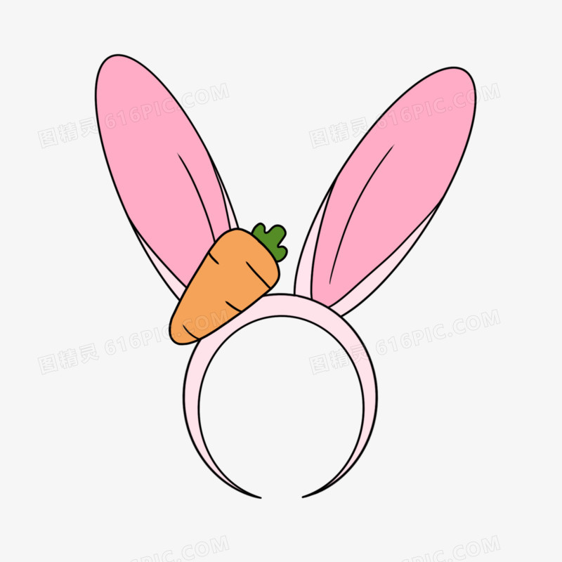 粉色兔耳朵头饰装饰元素