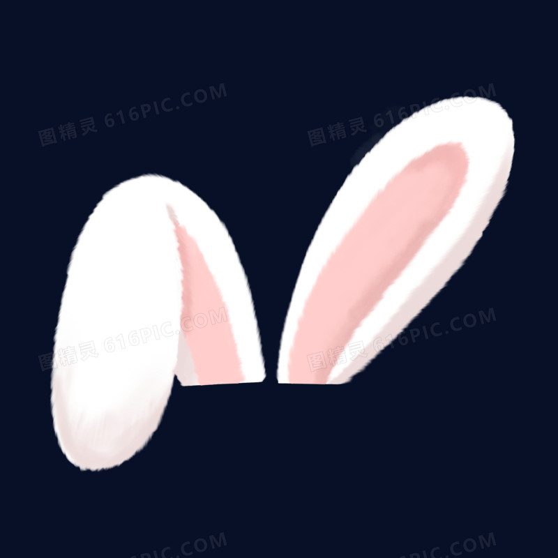 手绘卡通兔子耳朵头饰元素