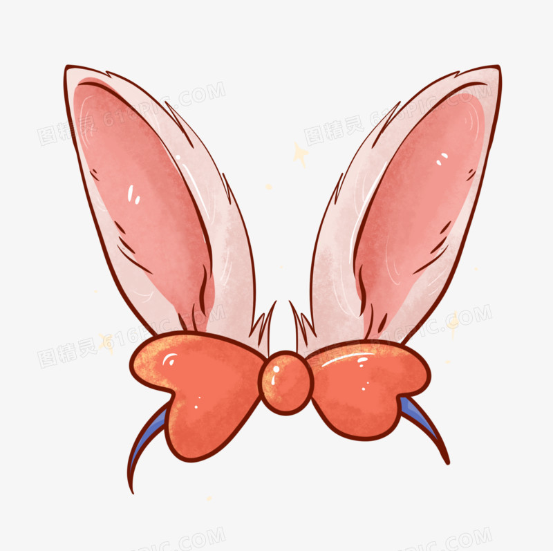 粉色蝴蝶结卡通兔耳朵装饰素材