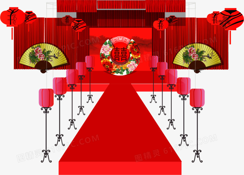 矢量中式婚礼舞台