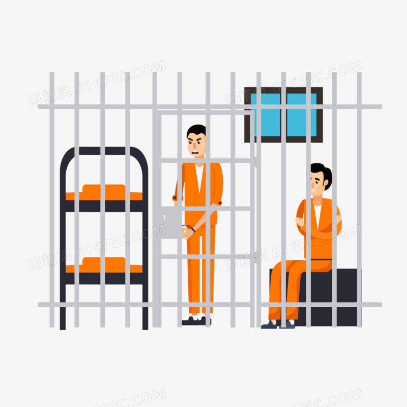 矢量卡通关在监狱里的犯人素材