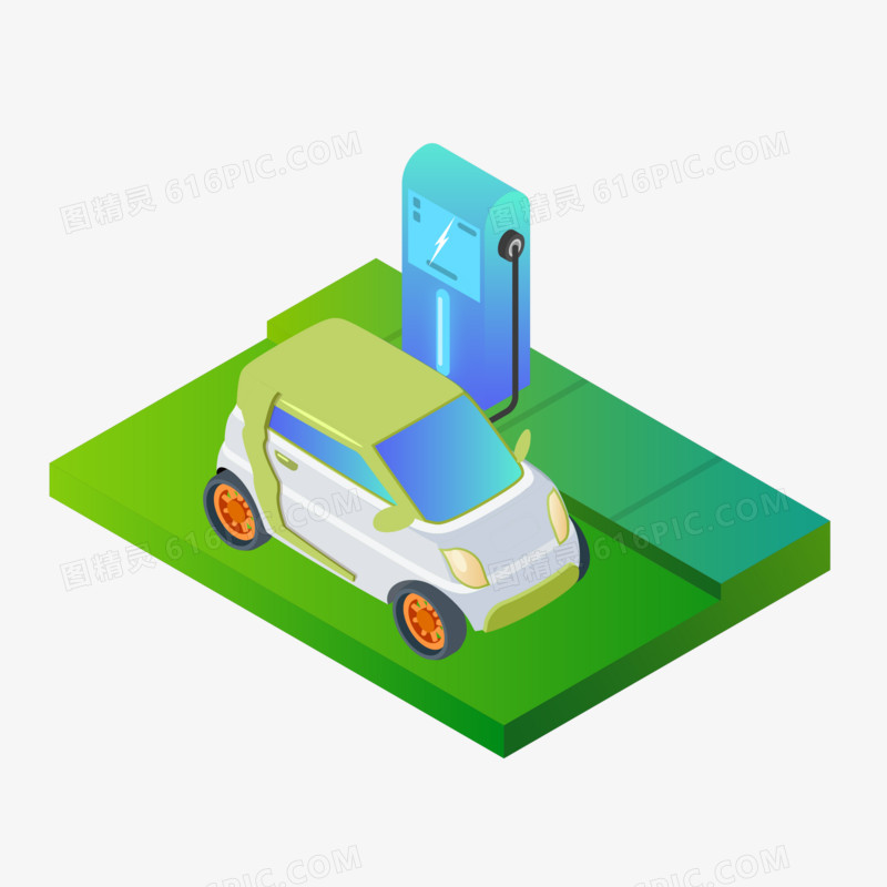 微立体新能源汽车充电素材