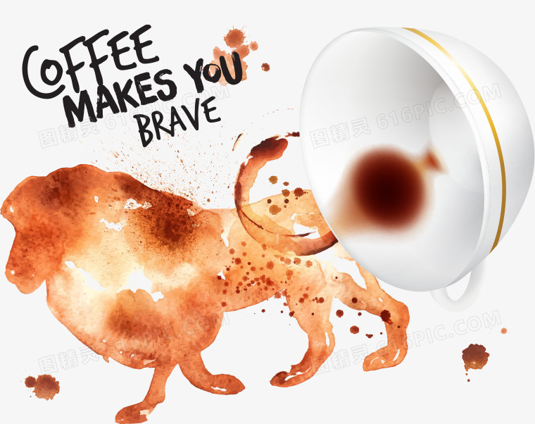 矢量咖啡污渍狮子