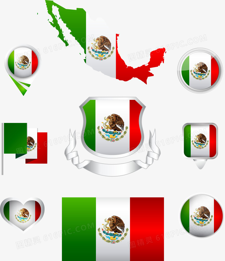 矢量墨西哥地图和国旗