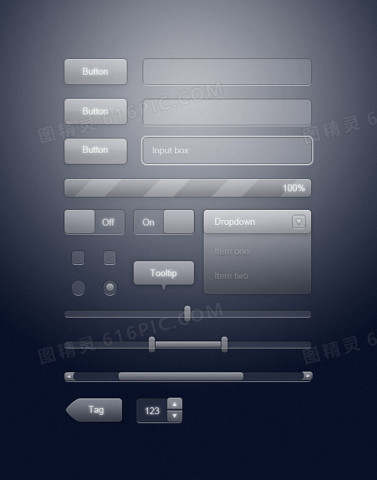 半透明ui工具按钮设计PSD源文件