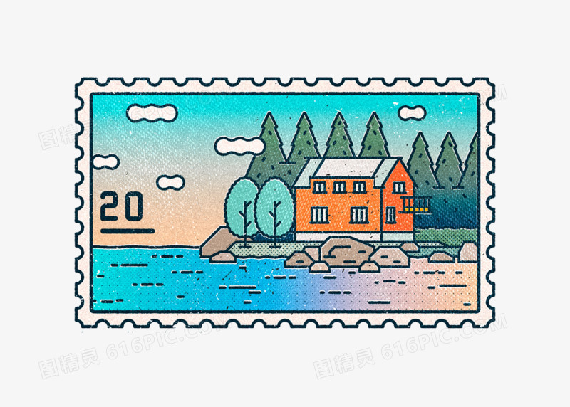 创意设计别墅邮票
