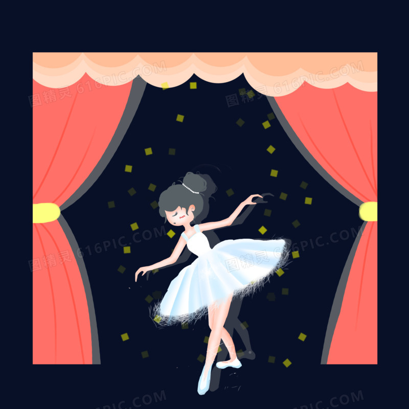 卡通扁平风舞台芭蕾女孩戏剧素材