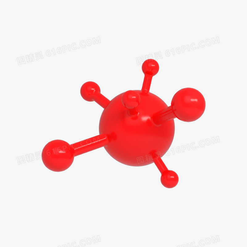 红色C4D化学生物模型分子元素