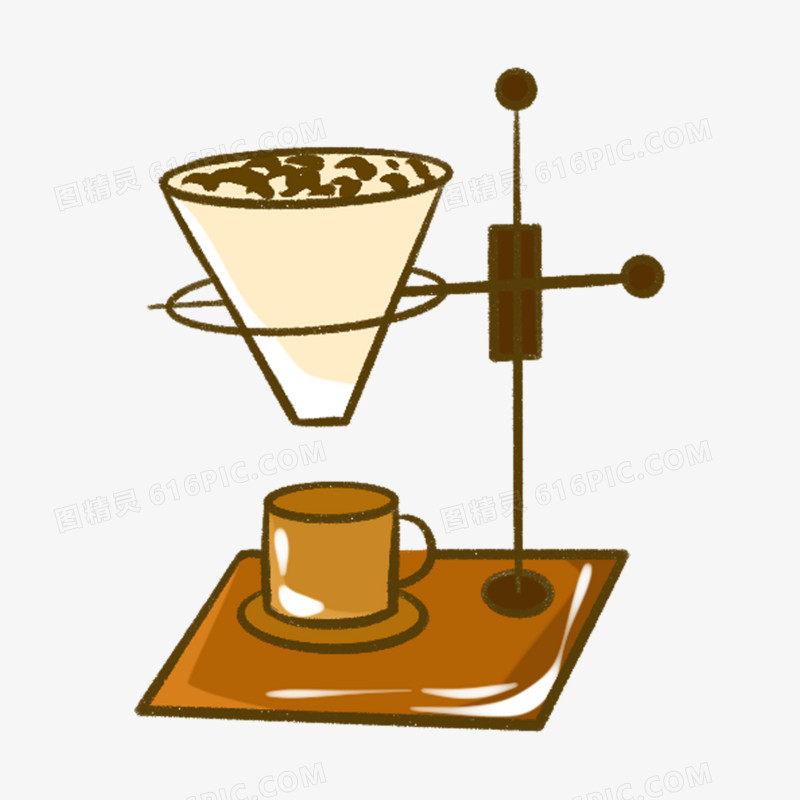 一组卡通制作咖啡的工具合集系列八元素