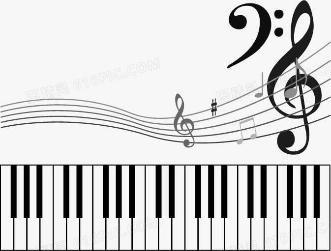 钢琴和动感音符矢量素材