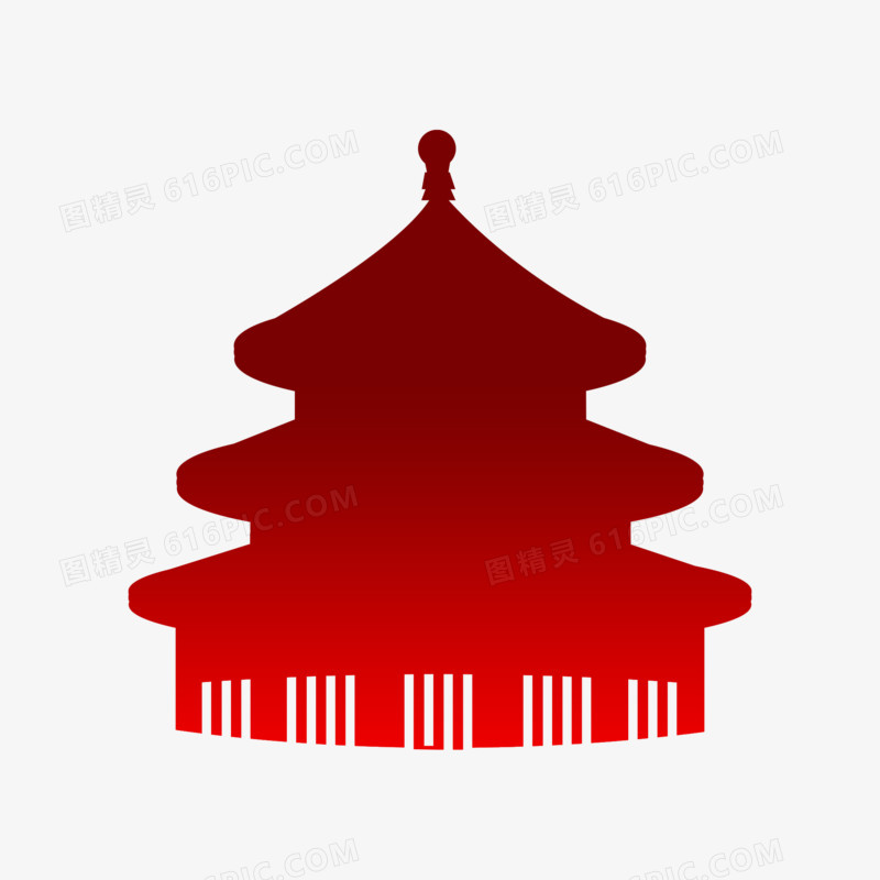 红色渐变天坛剪影素材