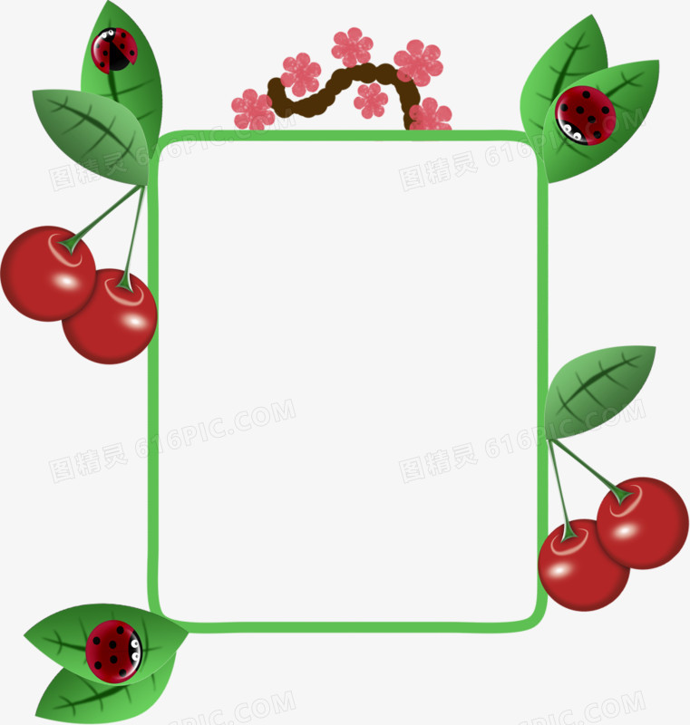 卡通手绘水果樱桃简约边框