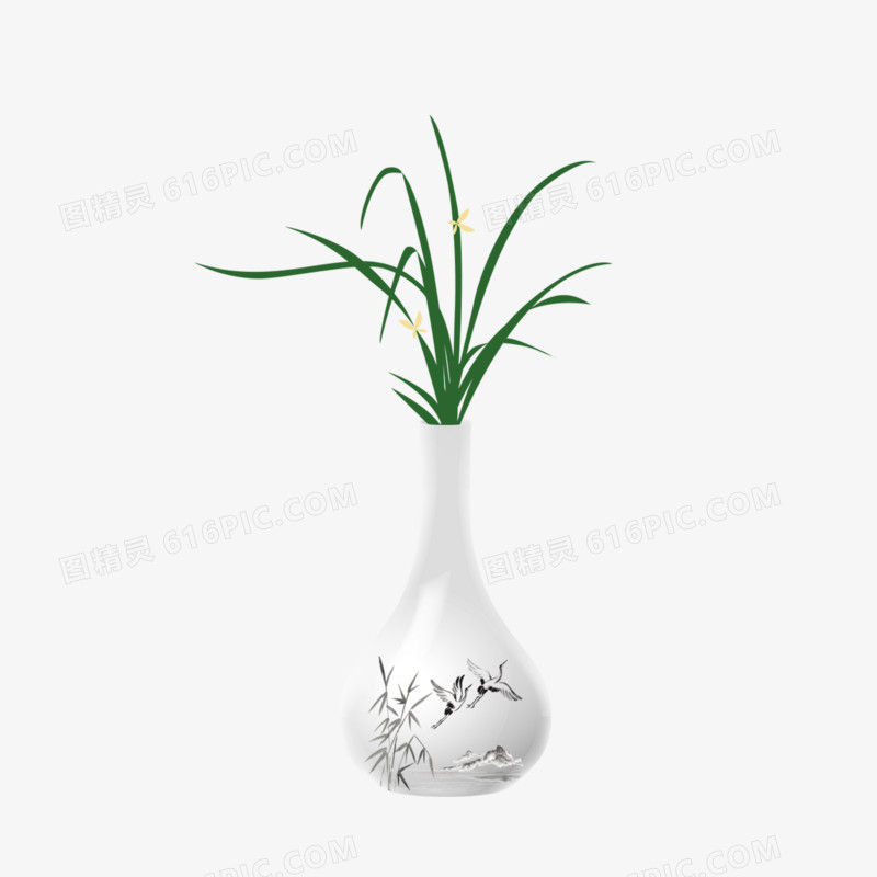 一组白色中式花瓶免抠套图系列六素材