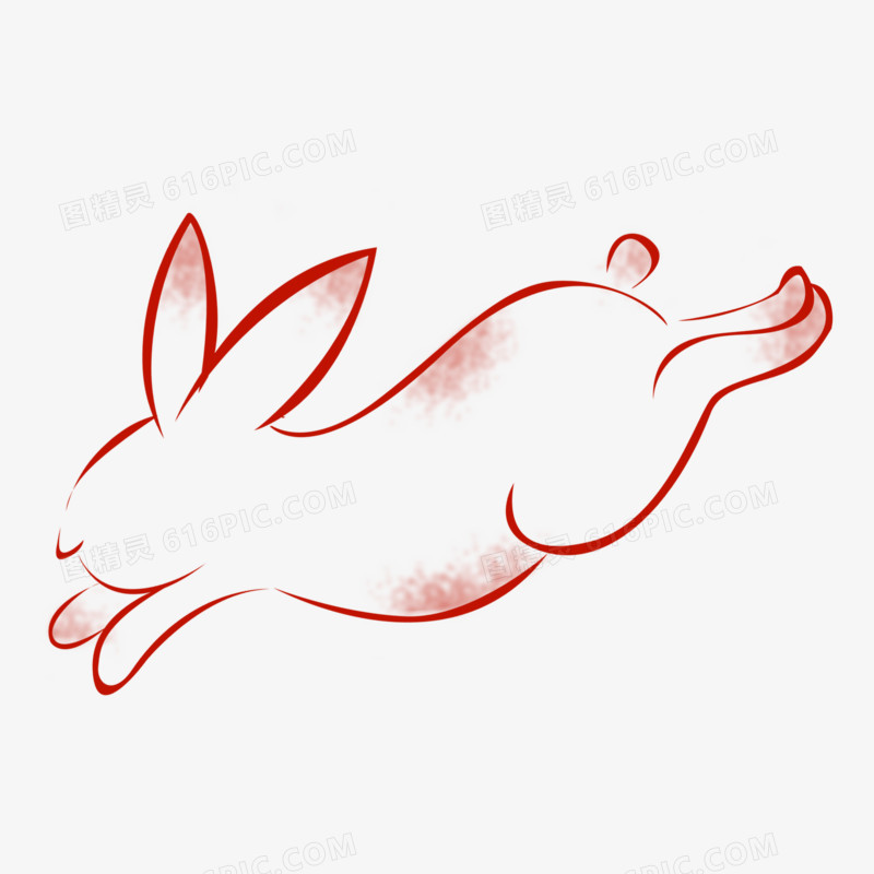 手绘奔跑的兔子线稿素材