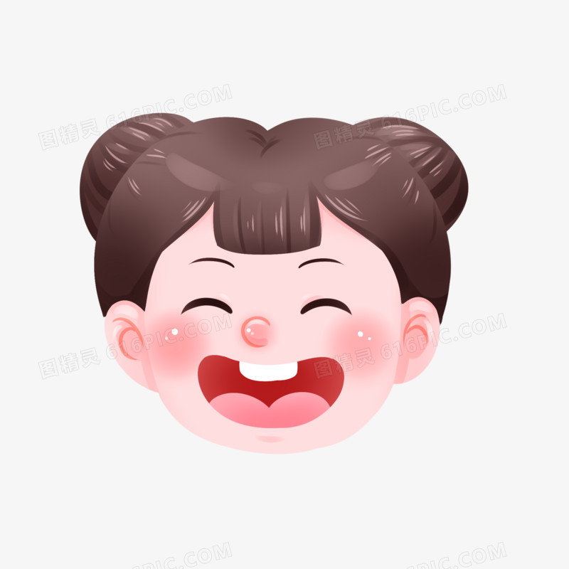 手绘插画风中国娃娃开心大笑表情元素