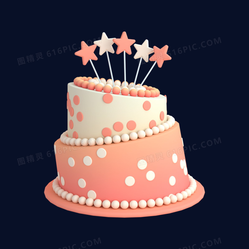 C4D粉色可爱蛋糕元素