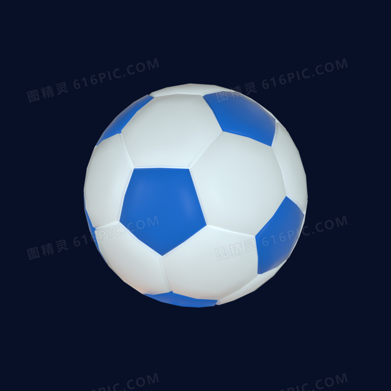 C4D蓝色足球元素
