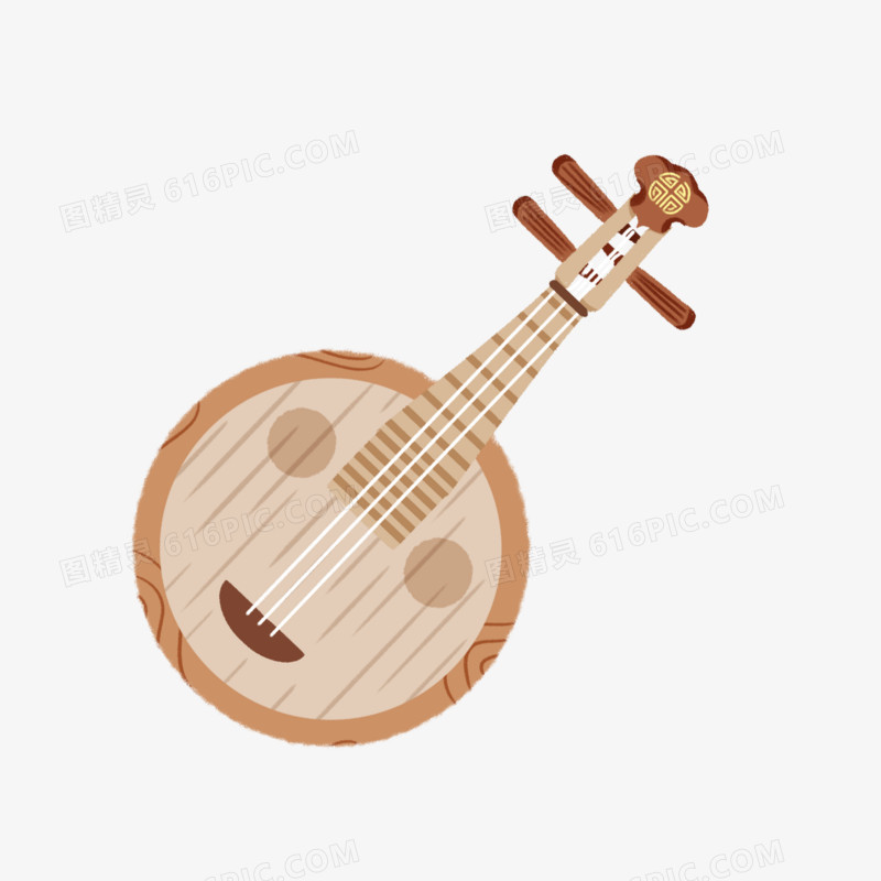 手绘中国乐器月琴素材